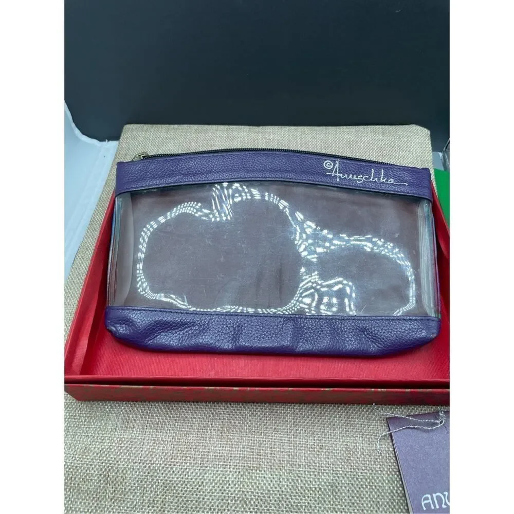 Anuschka Hand painted Leather Zip Bag Cosmetic Bag Clutch Paisley SOU48GJM-U